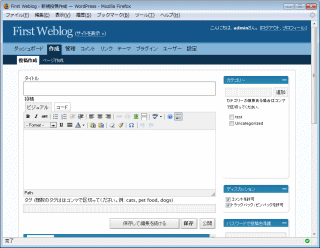 WordPress 2.3の記事編集画面