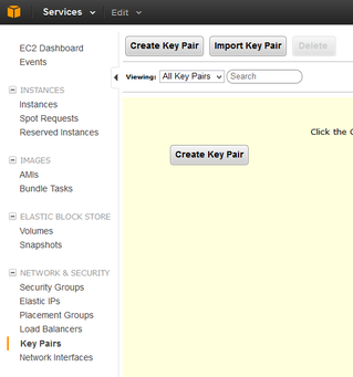 「Create Key Pair」のボタンをクリックする