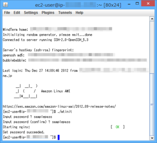 パスワードを設定してnginxが起動した