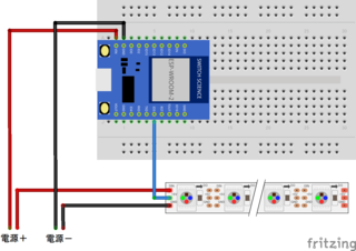 電源／ESPr Developer／LEDテープの接続